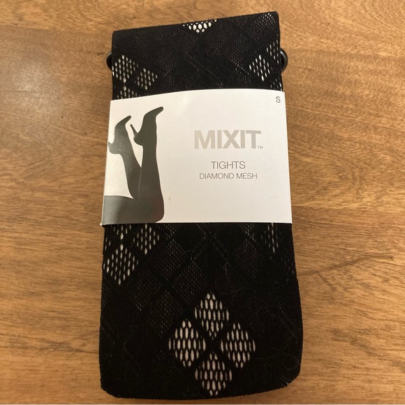 5/$15 NWT Mixit Black Tights - Diamond Mesh Pattern Small - Picture 1 of 7